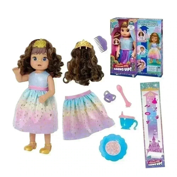 Baby Alive Princess Ellie Grows Up! Growing and Talking Baby Doll - Brown Hair - Picture 1 of 6